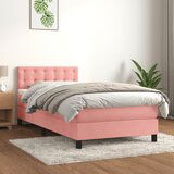 The Living Store Box spring postelja z vzmetnico roza 100x200 cm žamet - Box Spring Postelja, (21492425) Cene