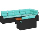 vidaXL Vrtna sedežna garnitura 9 pcs Črna in turkizna poli ratan, (5000145828) | Shoptok.si