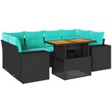 vidaXL Vrtna garnitura - 7-dijelni set vrtnih sofa od poliratana s jastucima crni - Crna sa spremištem 1 | shoptok.hr