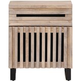 Maison Chic Nočna omarica - Nočna miza bela 50x34x60 cm trden mangov les, (21688282) Cene