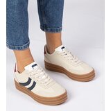 Gemre Beige women's sneakers with navy blue detail Melly | Shoptok.si