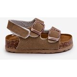 Boto Children's Sandals on Cork Platform with Velcro Closure in Khaki Rorria | Shoptok.si