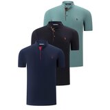 Dewberry TRIPLE SET T8560 MEN'S T-SHIRT-BLACK-LACQUERED-LIGHT KHAKI Cijene