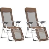 The Living Store Zložljiv kamping stol z naslonom za noge 2 kosa rjav tekstilen - Stol Za Kampiranje, (21487614) | Shoptok.si