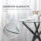  Moderni stakleni blagovaonski stol promjera 80 cm kuhinjski stol s kaljenom staklenom pločom i metalnim nogama za 4 osobe | shoptok.hr