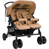  Otroški voziček za dvojčke taupe jeklen, (20802392) | Shoptok.si