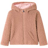  Dječja jakna s kapuljačom od mekanog umjetnog krzna boja konjaka 128 | shoptok.hr