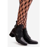 VINCEZA Lace Up Women's Heeled Boots Made Of Natural Leather Insulated Black 91110 | shoptok.hr