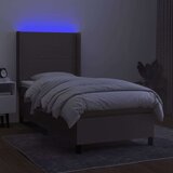 Krevet box spring s madracem LED smeđesivi 90x190 cm tkanina | shoptok.hr