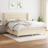 The Living Store Box spring postelja z vzmetnico krem 160x200 cm blago - Box Spring Postelja, (21514590) Cene