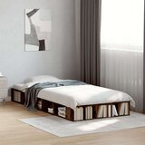 vidaXL Posteljni okvir dimljeni hrast 100x200 cm inženirski les | Shoptok.si