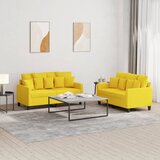  2-dijelni set sofa s jastucima svjetložuti od tkanine | shoptok.hr