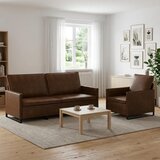  Set sofe 2 pcs Smeđa Umjetni sued - Smeđa 1-sjedalni + 3-sjedalni (180 cm) | shoptok.hr
