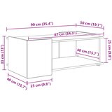  Kava Stol Hrast artisan 90 x 50 x 33 cm Konstruirano drvo | shoptok.hr