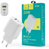 Polnilec dvojni USB + USB-C 20W + 20W PD+QC3.0