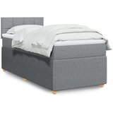 vidaXL Box spring postelja z vzmetnico svetlo siva 90x200 cm blago | Shoptok.si