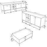Hanah home set 1360-2090-1680 walnut living room furniture set | ePonuda.com