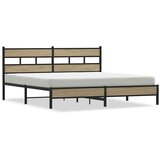 Metalni Kovinski posteljni okvir brez vzmetnice sonoma hrast 193x203 cm, (21607880) | Shoptok.si