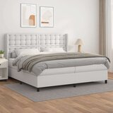  Box spring postelja z vzmetnico bela 200x200 cm umetno usnje, (20761107) Cene