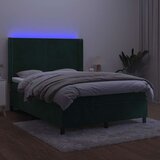  box spring s madracem LED tamnozeleni 140x190 cm baršun | shoptok.hr