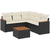  6-dijelni set vrtnih sofa s jastucima crni od poliratana | shoptok.hr