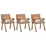 The Living Store Vrtni jedilni stoli z blazinami 3 kosi trden akacijev les - Jedilni Stol, (21476262) | Shoptok.si