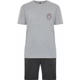 Trendyol Gray Regular Fit Embroidered Knitted Pajamas Set