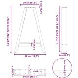  Noge za blagovaonski stol A-oblika 2 kom 50 x (72-73) cm Čelik - Prirodna 50 x (72-73) cm 1 | shoptok.hr