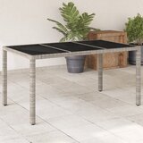  Vrtni stol sa staklenom pločom sivi 150x90x75 cm od poliratana | shoptok.hr