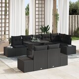 vidaXL vrtni set sofe Set od 9 Crna Ratan, Tkanina Vrtni set sofe Cijene
