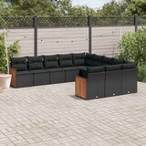  11-dijelni set vrtnih sofa od poliratana s jastucima crni | shoptok.hr