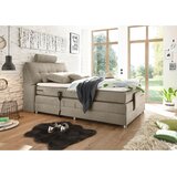 MID.YOU POSTELJA BOXSPRING 120 cm x 200 cm , tekstil, leseni material peščene barve | Shoptok.si