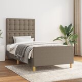 The Living Store Posteljni okvir z vzglavjem taupe 90x190 cm blago - Posteljni Okvir Z Vzglavjem, (21524428) Cene