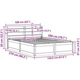 vidaXL Okvir kreveta s uzglavljem voštano smeđi 150x200 cm od borovine | shoptok.hr