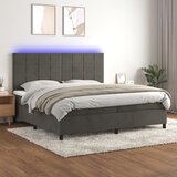 vidaXL Krevet box spring s madracem LED tamnosivi 200x200 cm baršun Cijene