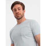 Ombre Men's cotton t-shirt with pocket - light grey | Shoptok.si