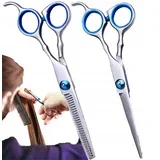 Set dveh inox frizerskih škarij za rezanje in redčenje las, (20482458)