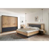 Hom`in POSTELJNA GARNITURA 180 cm x 200 cm , tekstil, leseni material siva, hrast artisan | Shoptok.si