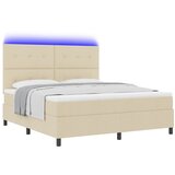 Krevet s opruga kutije s LED trakama Krema 180 x 200 cm tkanina | Eponuda.ba