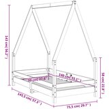  Okvir za dječji krevet bijeli 70 x 140 cm od masivne borovine | shoptok.hr