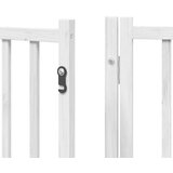 vidaXL Ograda za pse z vrati zložljiva 9 panelov bela 450 cm les | Shoptok.si