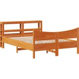 vidaXL Posteljni okvir z vzglavjem voščeno rjava 135x190 cm borovina, (21321912) | Shoptok.si
