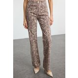 Trendyol Multicolored Animal Print Leopard High Waist Wide Leg Jeans Cene