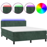 The Living Store Box spring postelja z vzmetnico LED tem. zelena 140x190cm žamet - Box Spring Postelja, (21488936) | Shoptok.si