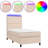 Krevet box spring madrac LED cappuccino 90x200cm umjetna koža | shoptok.hr