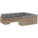 Maison Chic Seti vrtnega pohištva - Vrtna garnitura - Vrtni pohištvo set 11-delna z blazinami bež poli ratan, (21817667) | Shoptok.si