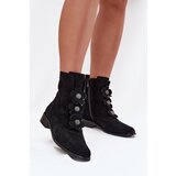 Zazoo Suede women's ankle boots 3085 black with decorative flowers | shoptok.hr