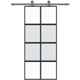  Klizna vrata crna 90 x 205 cm od kaljenog stakla i aluminija | shoptok.hr