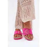 Boto Ladies Platform Slippers With Golden Buckle Fuchsia Selira | shoptok.hr