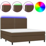  Box spring postelja z vzmetnico LED temno rjava 180x200cm blago, (20899843) | Shoptok.si
